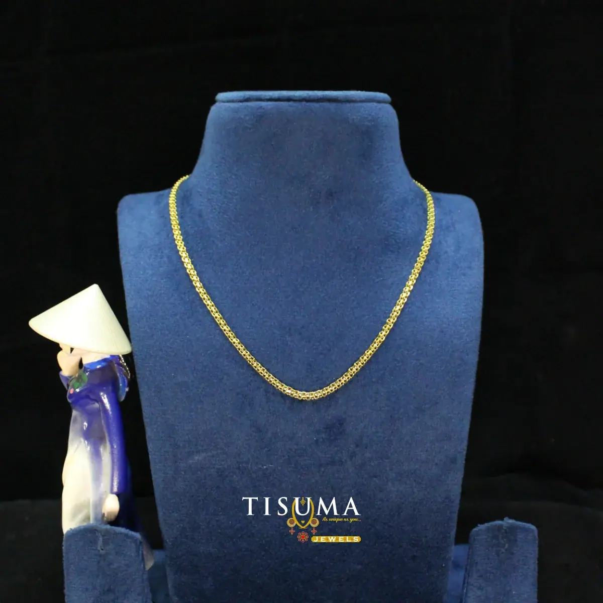 Traditional Micro Gold Plated Textured Round Spiga Wheat Mesh Daily Wear Chain for Men and Women